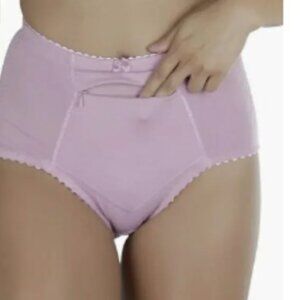 Women's High Waisted Zippered Front Pocket Pastel Girdle Panties Briefs Pink-Sma